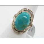 A Cochise Turquoise & White Topaz Sterling Silver Ring size L to M issued in a limited edition 1 of