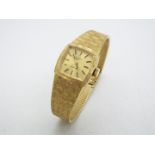 A 9ct gold cased Rotary wristwatch on 9ct gold snap clasp bracelet (16 cm length), approximately 31.
