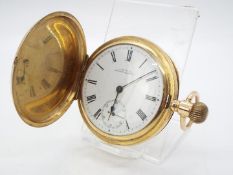 A Waltham gold plated full hunter pocket watch,