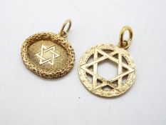 Two 9ct gold Star of David pendants, approximately 6.
