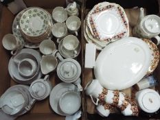 A mixed lot of ceramic tea wares to include Oriental, Arklow Shamrock pattern and other, two boxes.