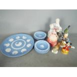 Lot to include Wedgwood Jasperware, Hummel figurine, Goebel Great Tit,