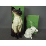 Beswick - Two boxed cat figurines comprising large fireside Siamese # 2139,