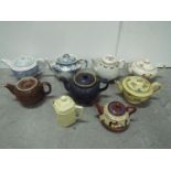 Nine x Teapots. Wedgewood, Royal Worceter, Denby, Minton, Torquay / Devon Ware and Royal Alma.