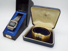 Two vintage digital watches comprising a gold plated Rotary and a stainless steel Texas Instruments