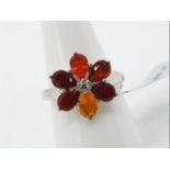 A Mexican Fire Opal & White Zircon Sterling Silver Ring size N to O issued in a limited edition 1