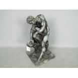 A cast metal sculpture after Edme Dumont depicting Milo of Croton,