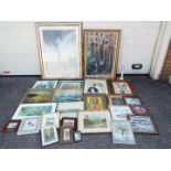 A large quantity of framed paintings,