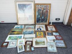 A large quantity of framed paintings,