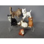 Beswick - Six figurines of kittens and cats, largest approximately 13 cm (h).