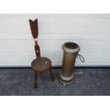 A Belling Champion Heater and a Ben Setter, Totnes spinning stool with Celtic design decoration.