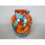 Anita Harris - A trial vase with abstract floral decoration, signed in gold to the base,