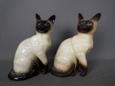 Beswick - Two large Siamese cat figurines, both shape # 1882, one matte glaze, the other gloss,