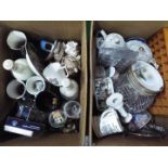 A mixed lot to include ceramics, glassware, plated ware, two boxes.