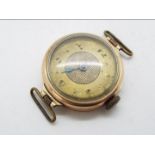 A 9ct gold cased wristwatch (no strap), approximately 13.4 grams all in.