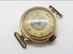 A 9ct gold cased wristwatch (no strap), approximately 13.4 grams all in.