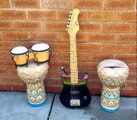 Music - a collection of musical instruments to include a set of bongo drums (a/f),