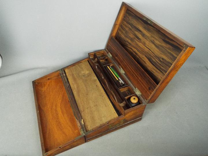 Two correspondence boxes / lap desks with fitted interiors, - Image 3 of 4