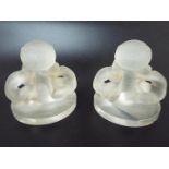 Lalique - A pair of Deux Figurines, porte menu / card holders, clear and frosted glass,