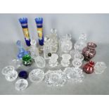 A collection of glassware to include scent bottles, Venetian glass,