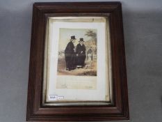 A framed picture of two Welsh ladies