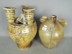 Two Tim Hurn (Dorset) pottery vases, app