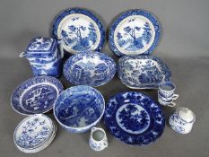 A collection of blue and white ceramics to include Spode Italian, Booths,