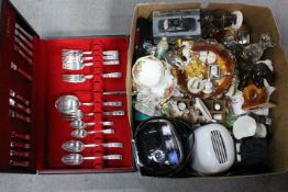 Lot to include ceramics, glassware, diecast cars, table lamp,