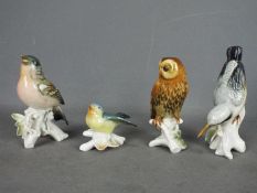 Karl Ens - Four ceramic bird figurines, largest approximately 15 cm (h).