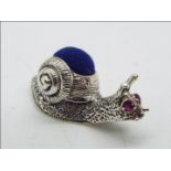 Silver - a silver pin cushion in the style os a snail