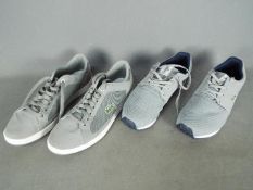 Two pairs of Lacoste trainers, both size 10.