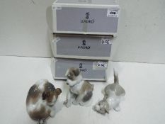 Lladro - Three Animal figures(boxed). Blue factory marks and impressed numbers.