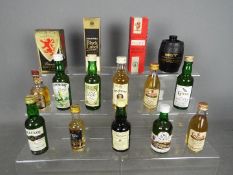 Fifteen whisky miniatures to include Chivas Regal 12 y/o 70° proof, The Glen Garioch 70° proof,