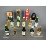 Fifteen whisky miniatures to include Chivas Regal 12 y/o 70° proof, The Glen Garioch 70° proof,