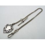 A white metal watch chain with Abert and fob
