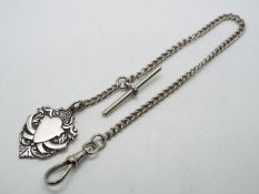 A white metal watch chain with Abert and fob