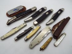 A collection of folding pocket knives to include Stag Ireland, Imperial Ireland and similar.