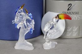 Swarovski - Two boxed crystal bird figures comprising a pair of Kingfishers perched on a branch and