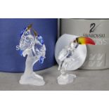 Swarovski - Two boxed crystal bird figures comprising a pair of Kingfishers perched on a branch and