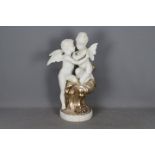 A decorative depiction of two putti,