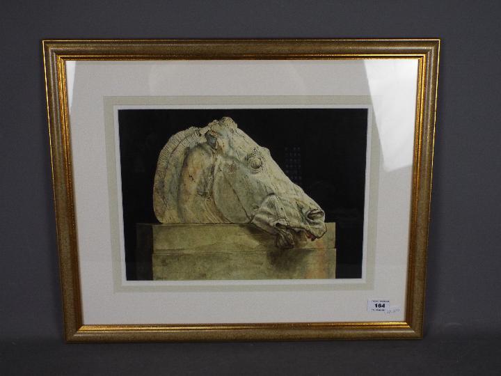 A pleasing watercolour study of the head of a horse from the chariot of Selene,