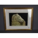A pleasing watercolour study of the head of a horse from the chariot of Selene,