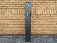 A metal gun cabinet measuring approximately 150 cm x 20 cm x 13 cm.