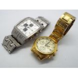 A gentleman's Seiko, gold plated chronograph, model V657-0A70 and one other.