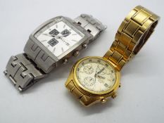 A gentleman's Seiko, gold plated chronograph, model V657-0A70 and one other.