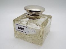 A George V silver topped inkwell, Birmingham assay 1920.