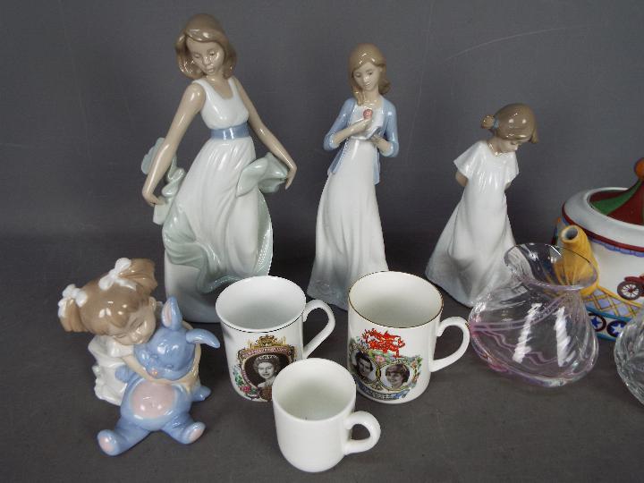A mixed lot to include four Nao figurines, Caithness vase, Royal Doulton vase, teapot and similar. - Image 2 of 3