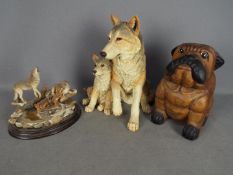 Country Artists - A large figural group depicting a wolf and cub entitled Safe Haven,