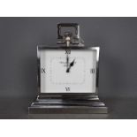 A Mclaughlin & Scott chrome plated mantel clock of large scale, approximately 38 cm (h).