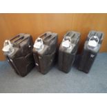 Military - Four British Army surplus 20 litre Jerry cans marked W for water use and dated.